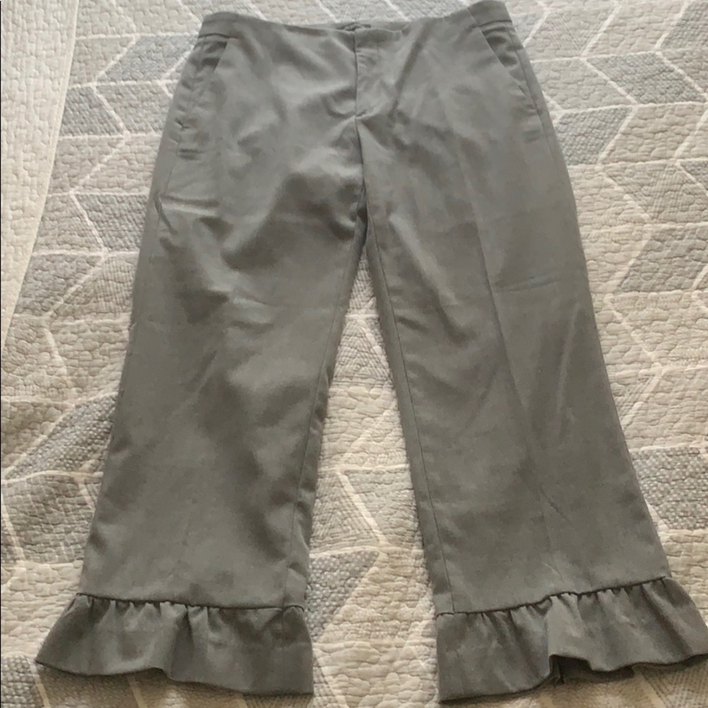 BR grey ruffle hem work pant